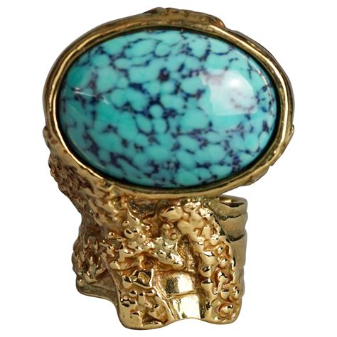 YVES SAINT LAURENT YSL Arty Turquoise Ring 